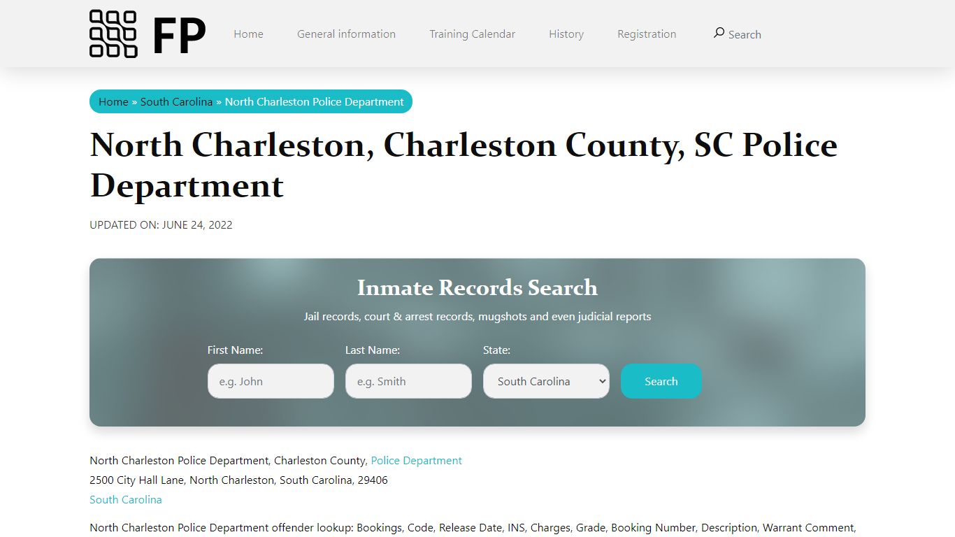 North Charleston, SC Police - City Jail Inmates, Arrests